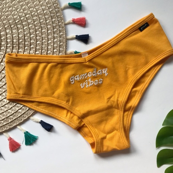 Victoria’s Secret PINK Cotton Cheekster Panty Gold Glow Gameday Vibes NEW - Picture 3 of 3